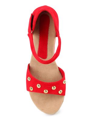 red closed back wedges - 16782290 - Standard Image - 6