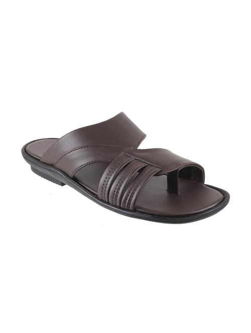 brown leather slip on slippers - 16783095 - Standard Image - 1