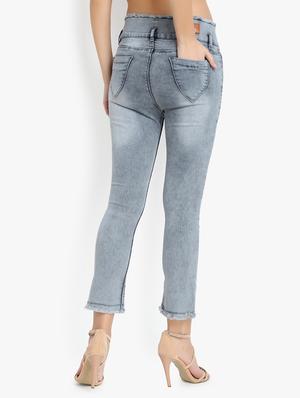 high rise frayed jeans - 16783494 - Standard Image - 3