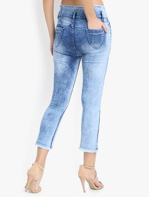 high rise frayed jeans - 16783495 - Standard Image - 3