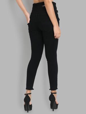 high rise frayed hem jeans - 16783498 - Standard Image - 3