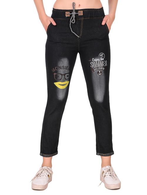 drawstring waist printed jeans - 16785853 - Standard Image - 1