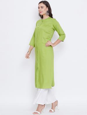 solid straight kurta - 16787158 - Standard Image - 3