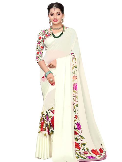 floral printed saree with blouse - 16788370 - Very Small Image - 1