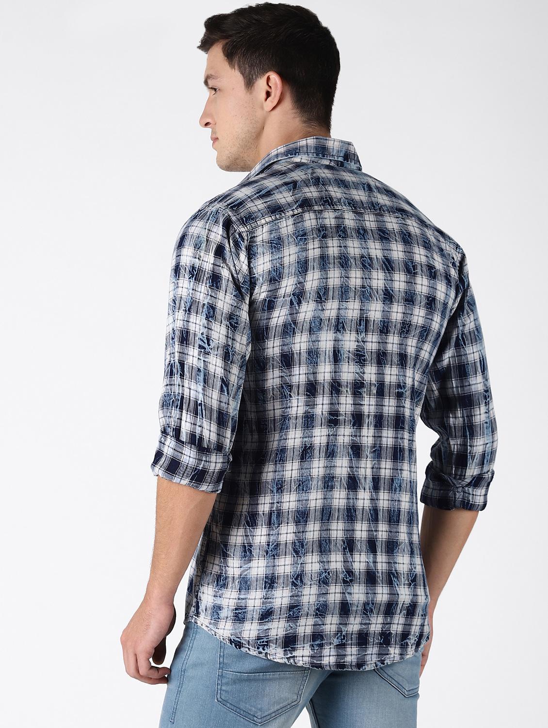 blue checkered casual shirt - 16788424 - Zoom Image - 3