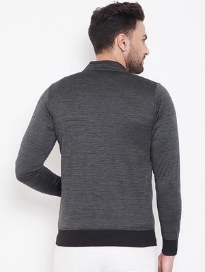 grey solid casual jacket - 16789182 - Standard Image - 3