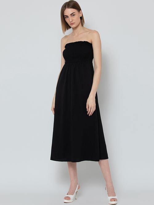 smocked detail off shoulder a-line dress - 16792355 - Very Small Image - 1