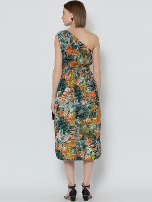 single shoulder tropical a-line dress - 16792373 - Standard Image - 3