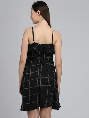 round neck grid pattern a-line dress - 16792449 - Standard Image - 3