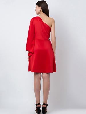 single shoulder flared dress - 16792512 - Standard Image - 3