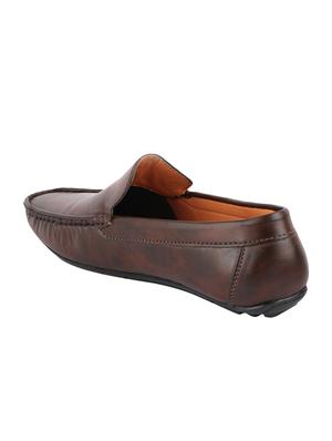 brown leatherette slip on loafers - 16792821 - Standard Image - 3
