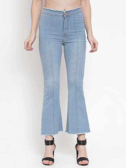frayed hem high rise jeans - 16793236 - Standard Image - 1