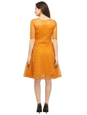 round neck floral laced a-line dress - 16793449 - Standard Image - 3