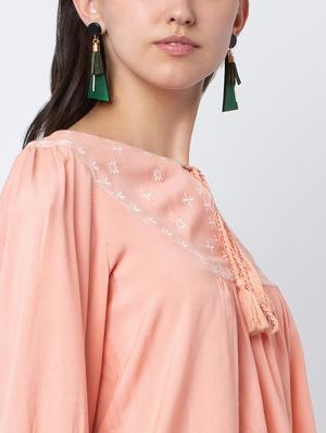 tie up neck embroidered top - 16796181 - Standard Image - 3