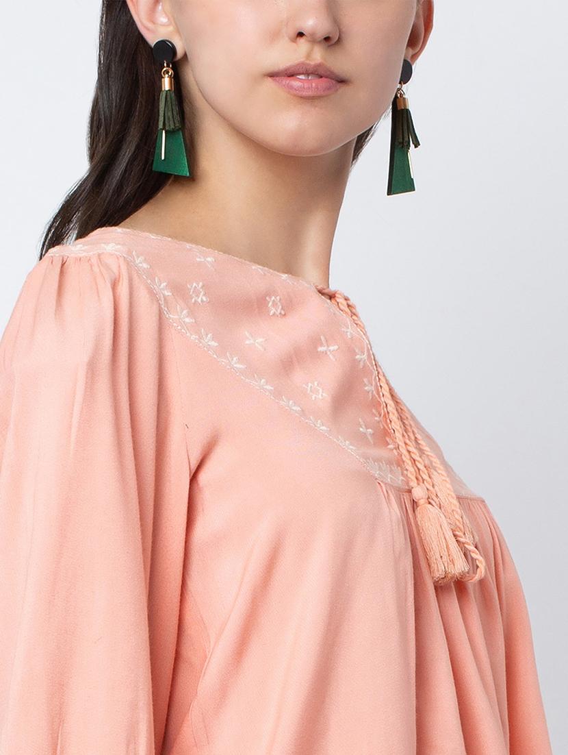 tie up neck embroidered top - 16796181 - Zoom Image - 3
