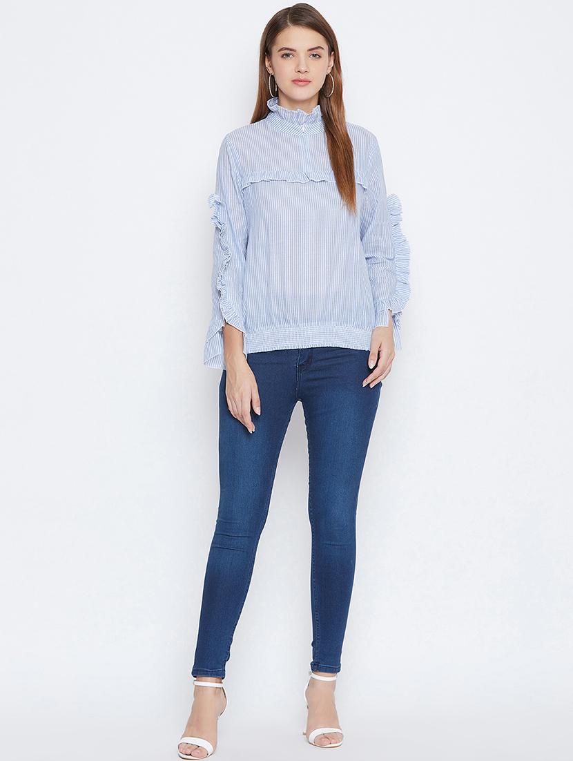 frill detail striped top - 16796192 - Zoom Image - 3