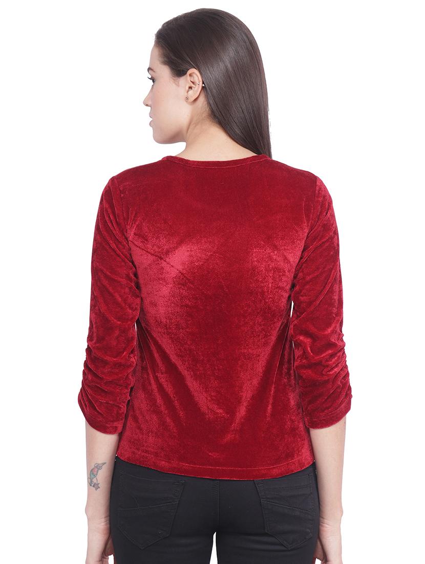 round neck velvet top - 16796870 - Zoom Image - 3