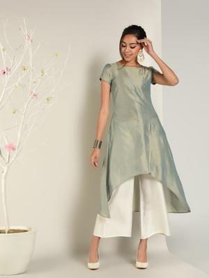 solid asymmetric kurta - 16797535 - Standard Image - 3
