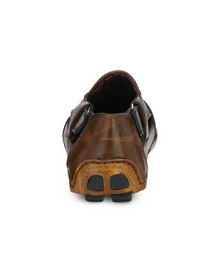 brown leatherette slip on sandals - 16798314 - Standard Image - 3