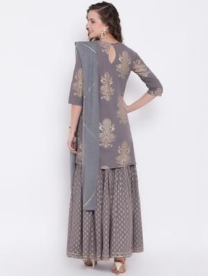 foil print kurta sharara set - 16800460 - Standard Image - 3