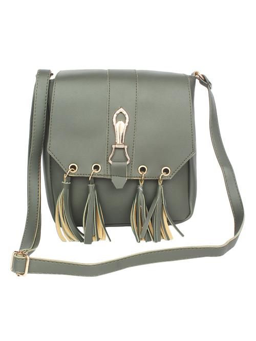 green leatherette regular sling bag - 16801087 - Standard Image - 1