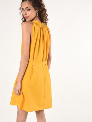 tie front halter neck a-line dress - 16802276 - Standard Image - 3