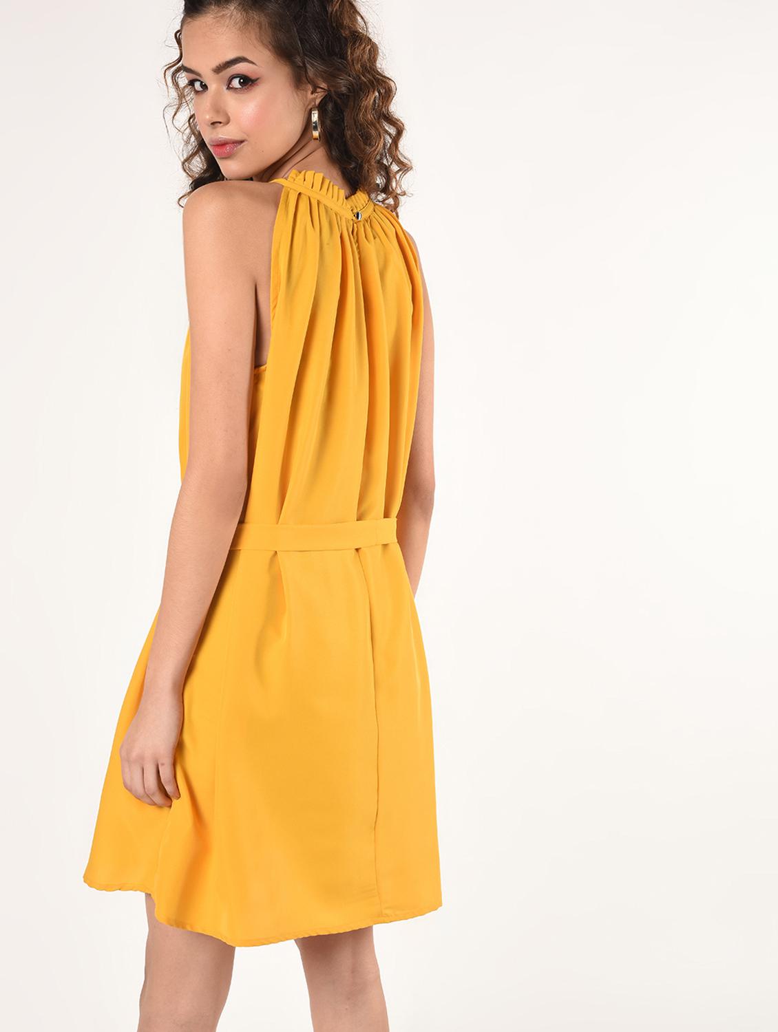 tie front halter neck a-line dress - 16802276 - Zoom Image - 3