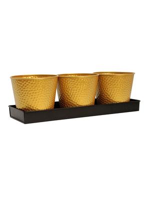 round basket planters with bottom tray ( set of 3 ) - 16804291 - Standard Image - 3