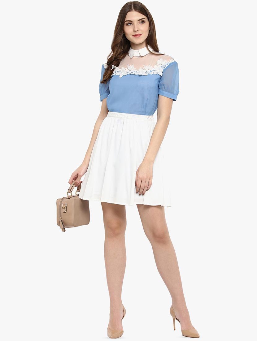 lace detail sheer panel a-line dress - 16804625 - Zoom Image - 3