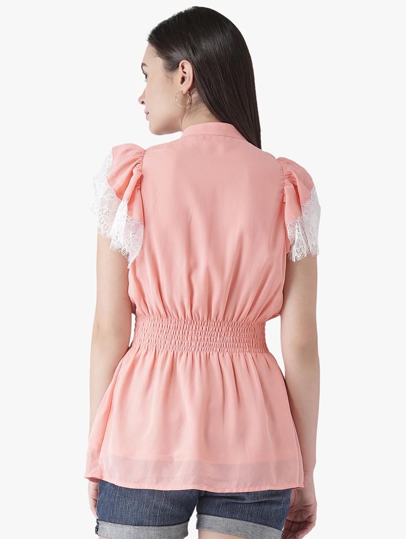 smocked waist solid top - 16804850 - Zoom Image - 3