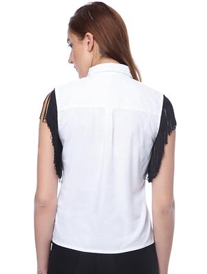 fringe laced sleeveless shirt - 16804880 - Standard Image - 3