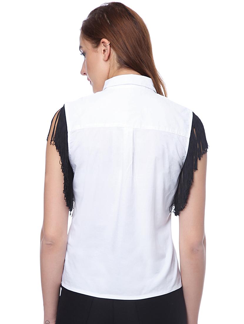 fringe laced sleeveless shirt - 16804880 - Zoom Image - 3