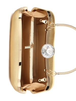 gold leatherette box clutch - 16806513 - Standard Image - 3
