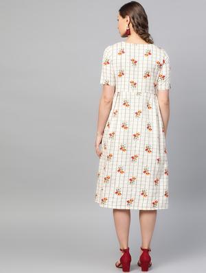 round neck checkered a-line dress - 16806619 - Standard Image - 3