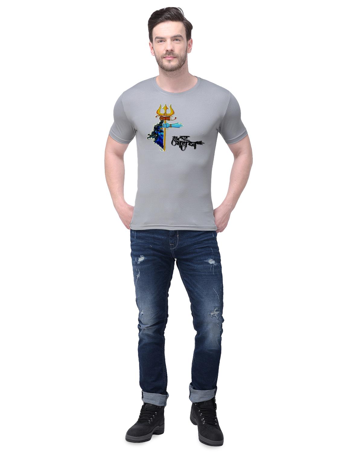 grey typographic chest printed t-shirt - 16808047 - Zoom Image - 3