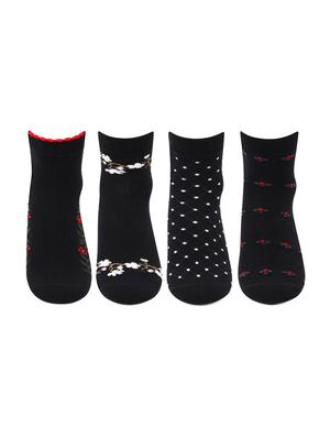 black cotton ankle length socks - 16808410 - Standard Image - 3