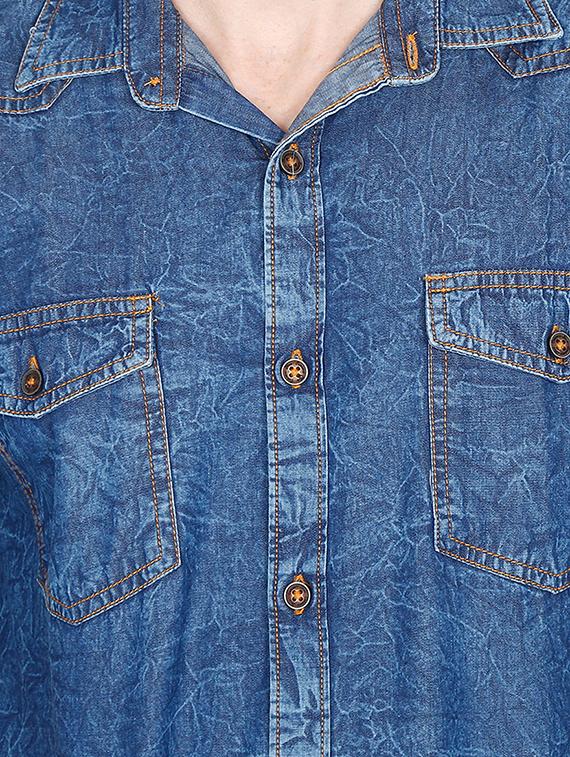 blue faded denim casual shirt - 16809234 - Zoom Image - 6