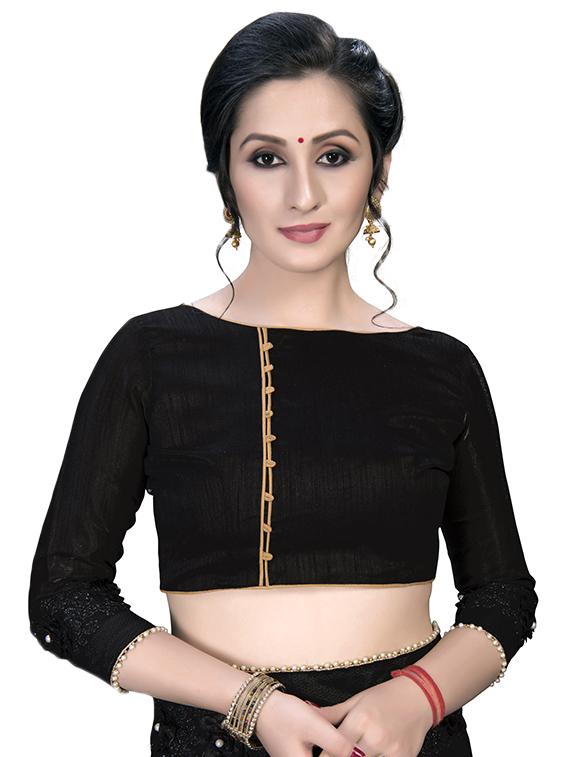 solid bordered saree with blouse - 16809513 - Zoom Image - 3