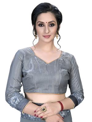 solid bordered saree with blouse - 16809514 - Standard Image - 3