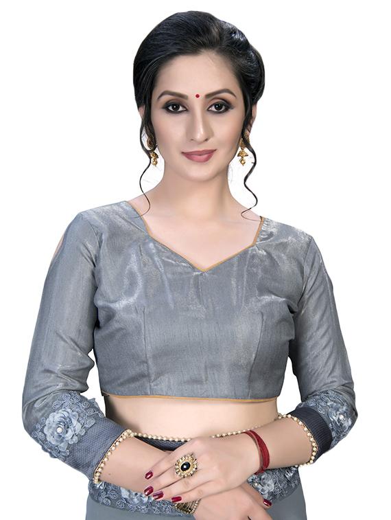 solid bordered saree with blouse - 16809514 - Zoom Image - 3