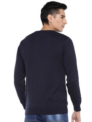 navy blue color block pullover - 16809648 - Standard Image - 3
