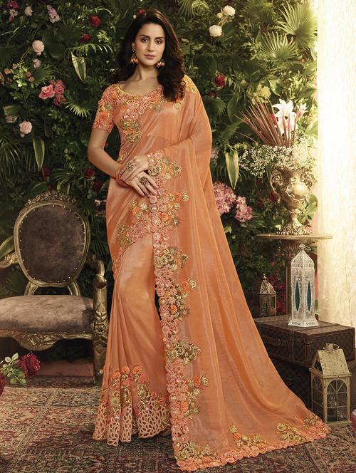 solid bordered saree with blouse - 16810297 - Standard Image - 1