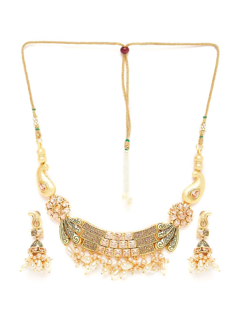 gold metal choker necklace - 16811653 - Zoom Image - 3