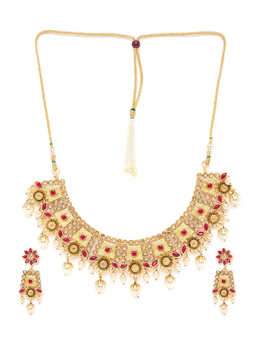 gold metal choker necklace - 16811654 - Zoom Image - 3