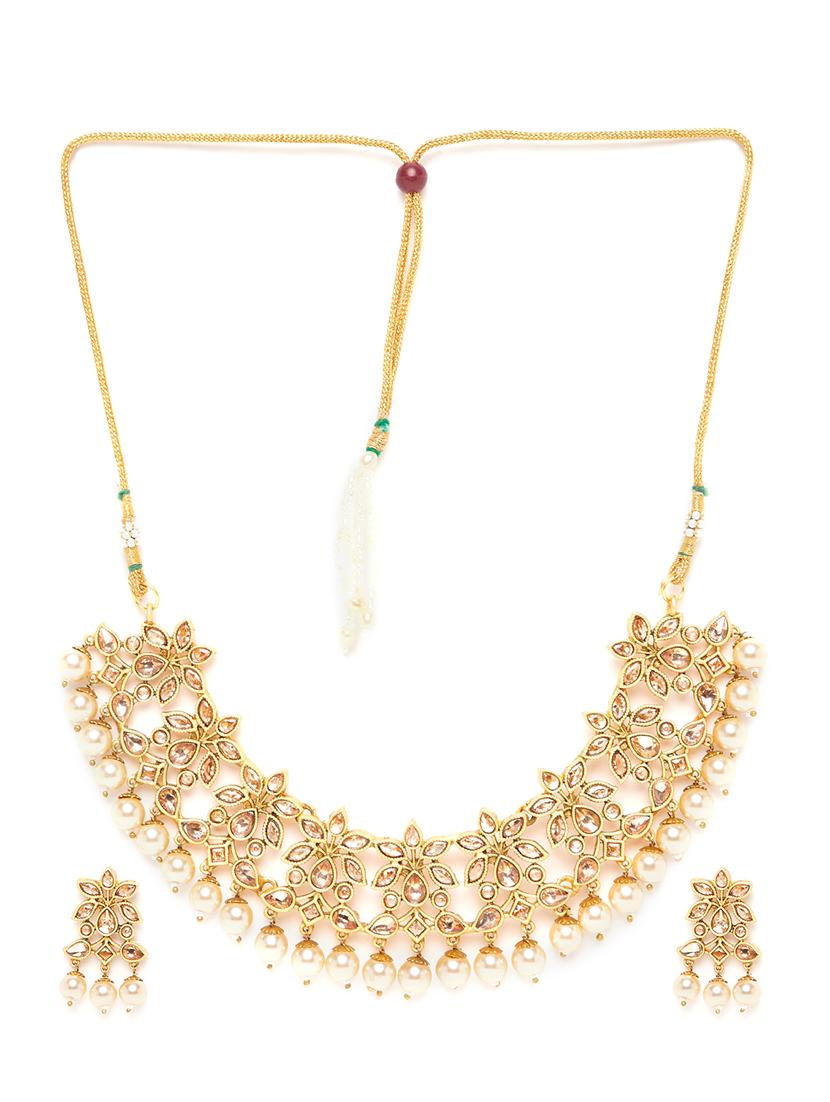 gold metal choker necklace - 16811655 - Zoom Image - 3