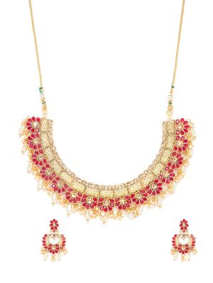 red gold metal short necklace - 16811657 - Standard Image - 3