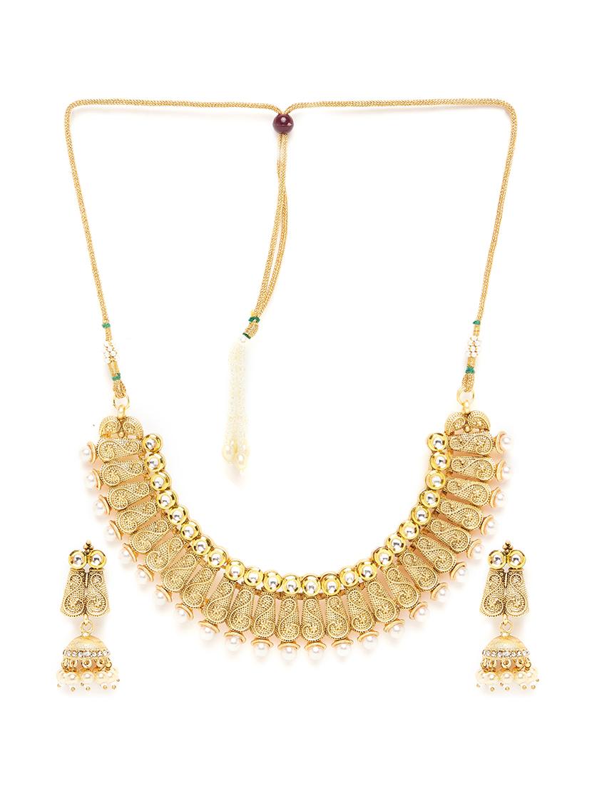 gold metal choker necklace - 16811676 - Zoom Image - 3
