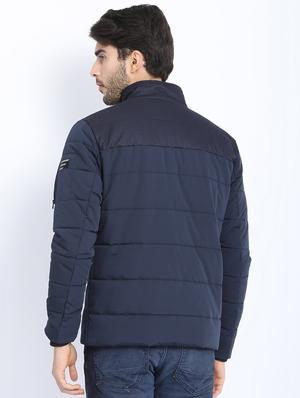 navy blue solid quilted jacket - 16812631 - Standard Image - 3