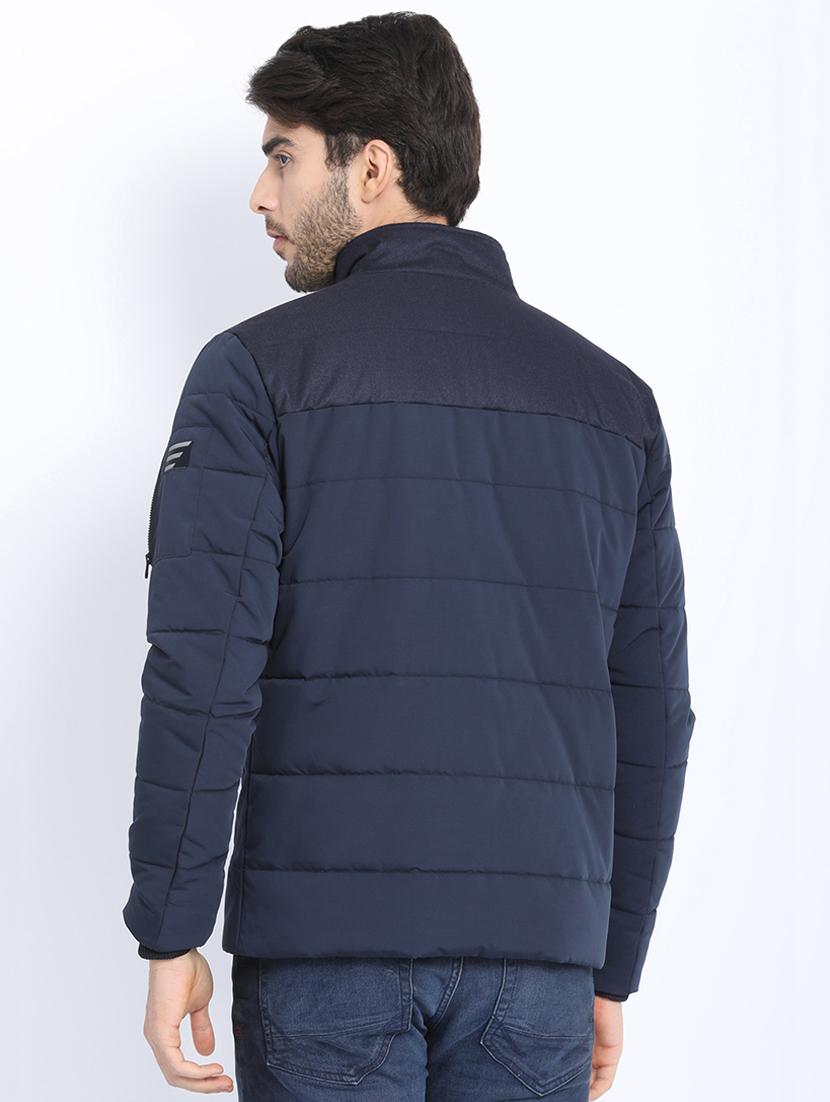 navy blue solid quilted jacket - 16812631 - Zoom Image - 3