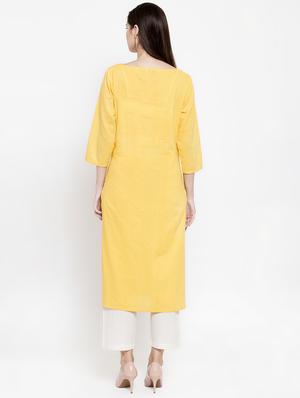 contrast yoke straight kurta - 16813460 - Standard Image - 3